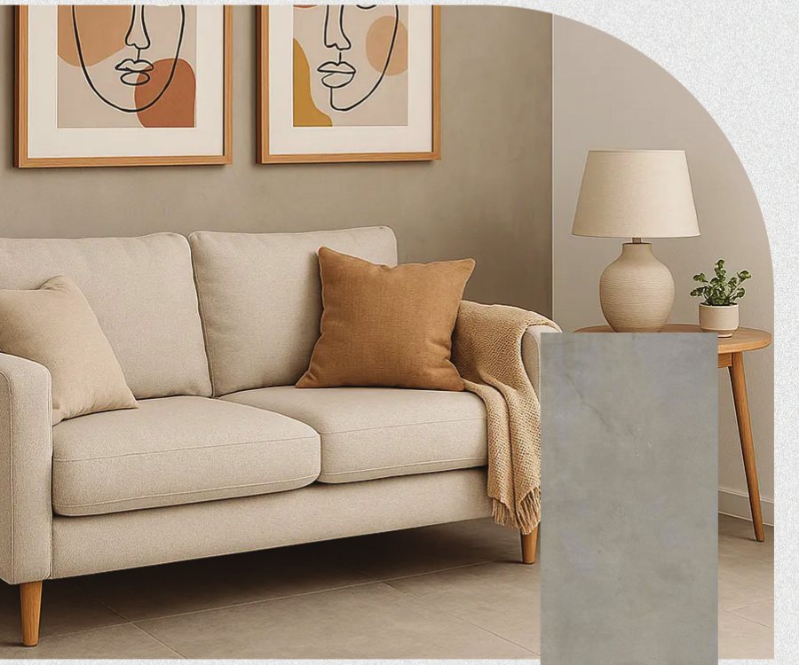 Ambiente com Porcelanato Concreto Aparente Acet