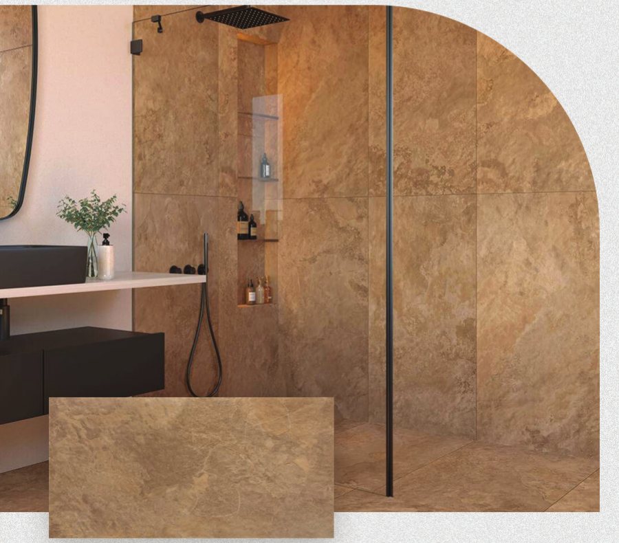 Ambiente com Porcelanato Magma Camel Ext