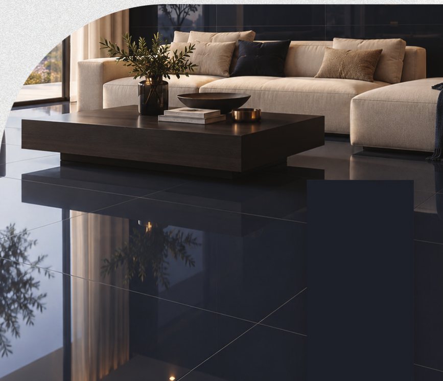 Ambiente com Porcelanato Materia Petroleo Pol